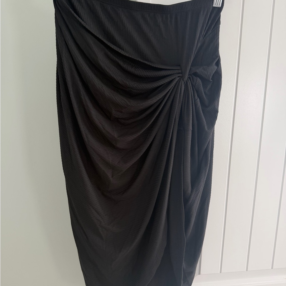miami Black Draped Knot Pencil Skirt
